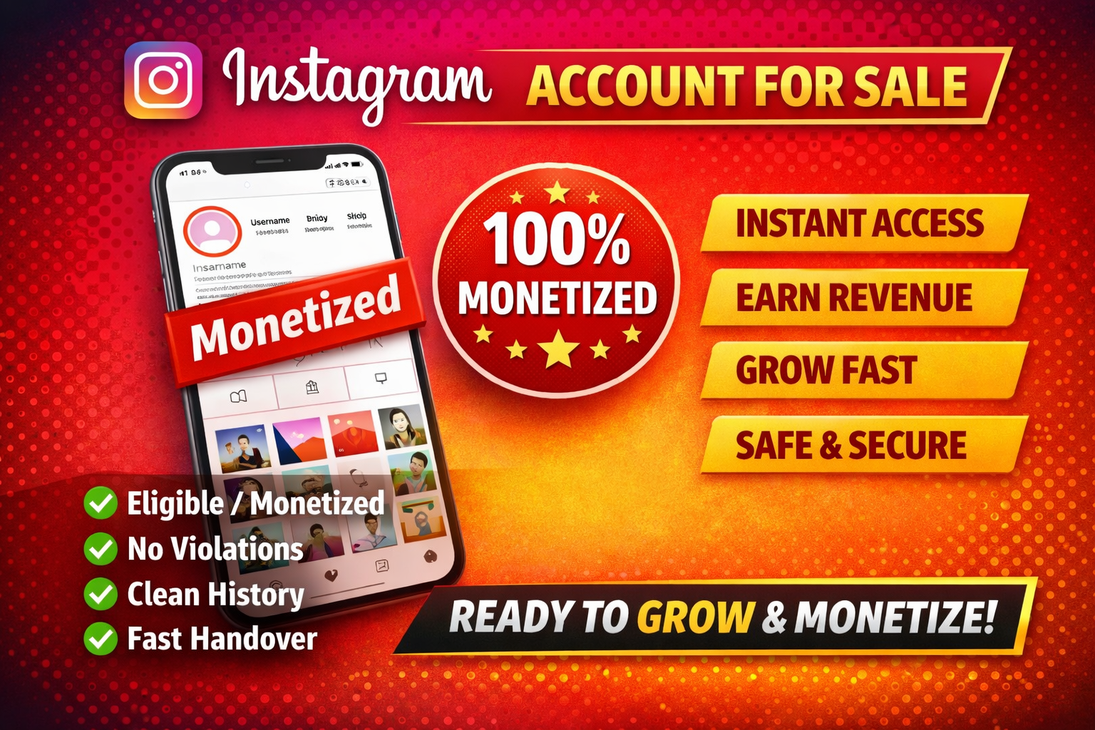 Monetized Instagram Account for Sale – Real Followers
